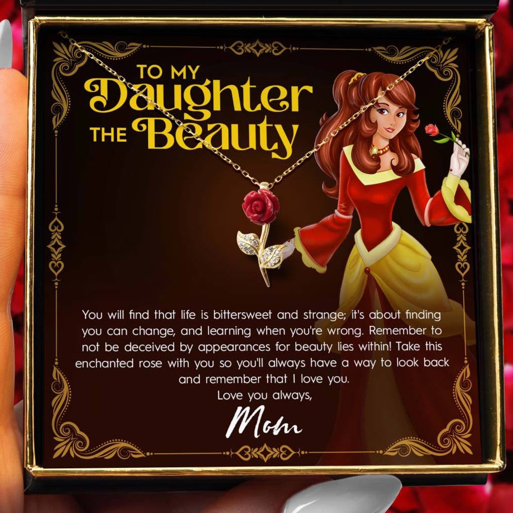 To My Daughter the Beauty, Life is Bittersweet - Red Rose Necklace Gift Set