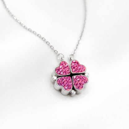 To My Daughter, Love Dad (Gladiator Card) - Pink Magnetic Hearts Clover Necklace Gift Set