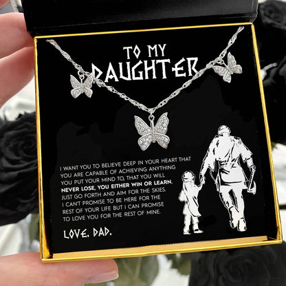 To My Daughter, Love Dad (Gladiator Card) - Brilliant Butterfly Choker Necklace Gift Set