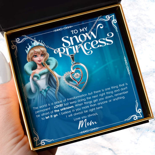 To My Snow Princess, From Mom - Luxe Heart Necklace Gift Set