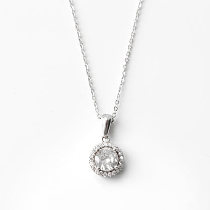 Happy Forty Year Anniversary - Classique Sterling Silver Halo Pendant Necklace Gift Set