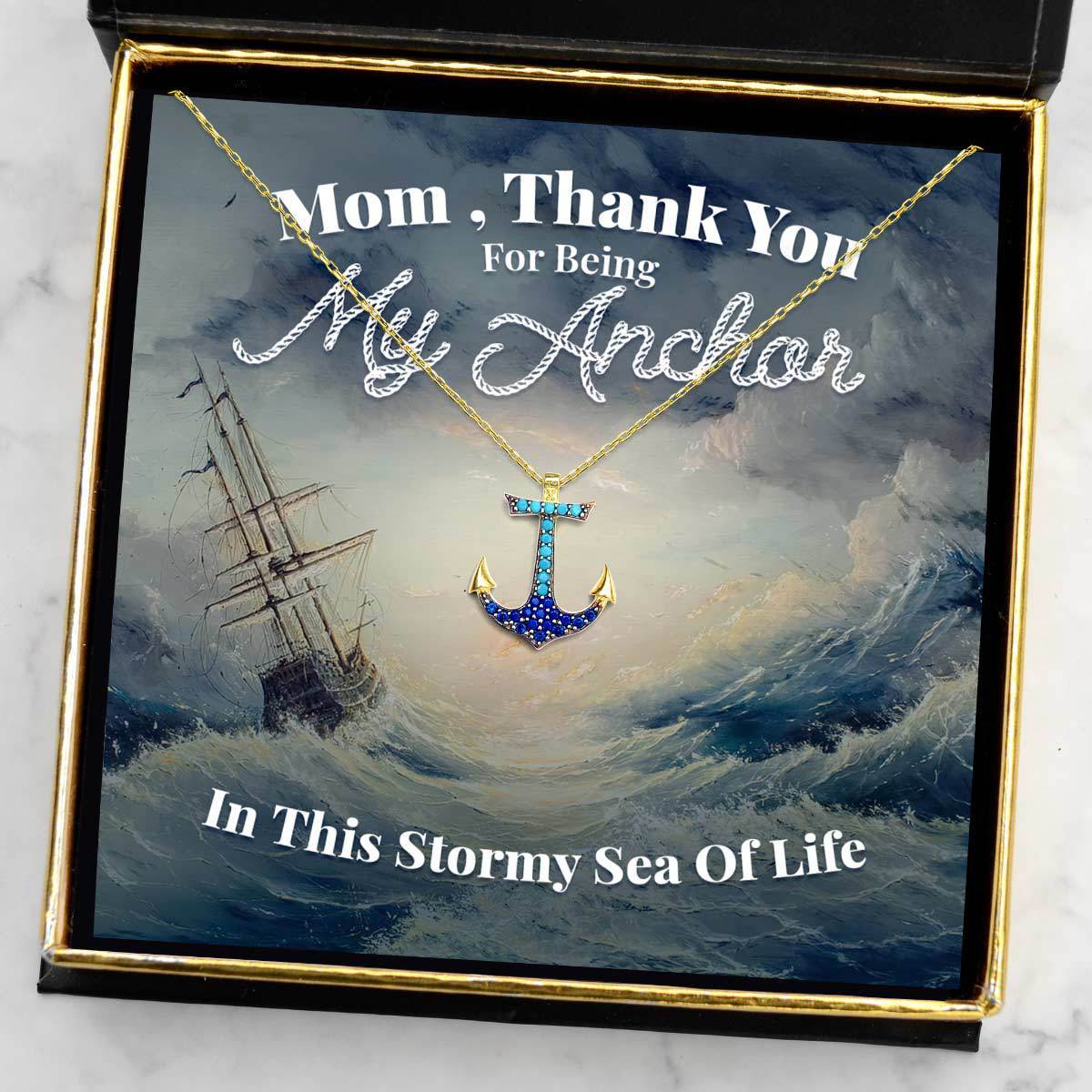 My Mom, My Anchor - Crystal Anchor Necklace Gift