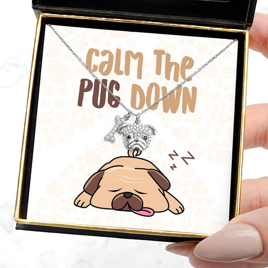 Calm the Pug Down - Pup and Bones Necklace Gift Set