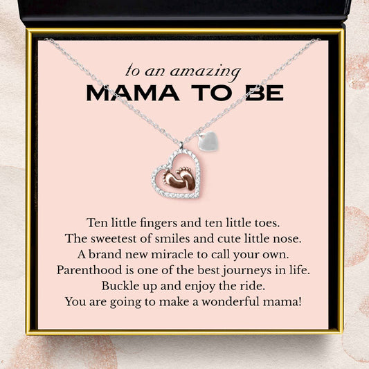 To an Amazing Mama to Be - Baby Feet Heart Necklace Gift Set