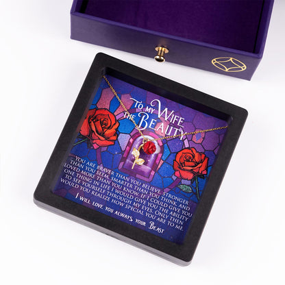 Enchantment Gift Box - To My Wife the Beauty, From Your Beast - Red Rose Necklace Gift Set