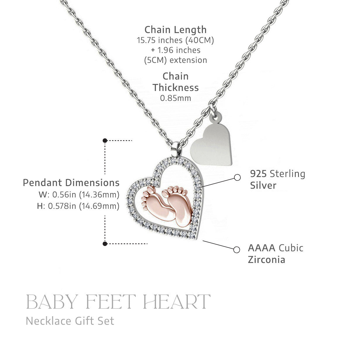 To My Mommy on Mother's Day - Baby Feet Heart Pendant Necklace Gift Set