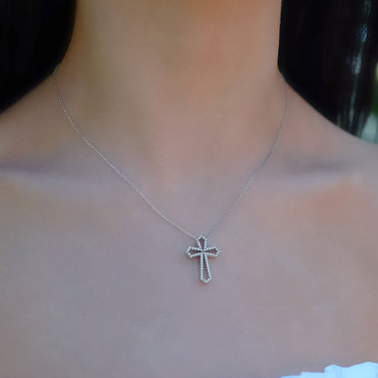 Don’t Give Up - Sterling Silver Crystal Cross Necklace Gift Set