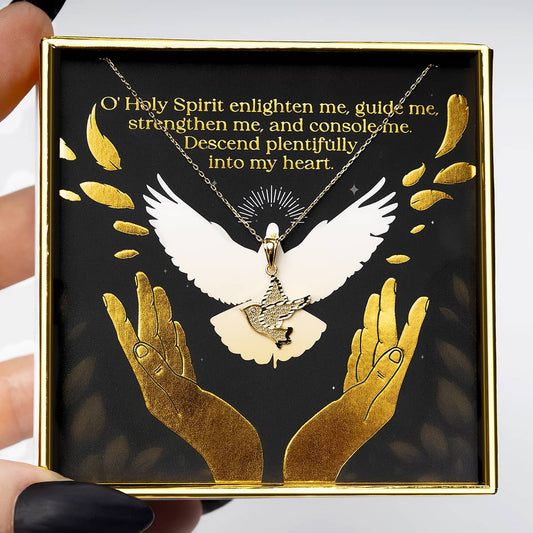 Strengthen Me - Solid Gold Dove Necklace Gift Set