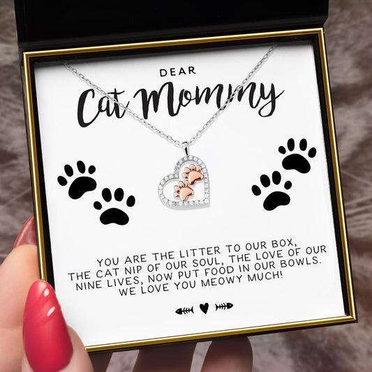 To My Cat Mommy - Pet Paw Necklace Gift Set