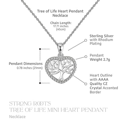 To My Grandma - Strong Roots - Tree of Life Mini Heart Pendant Necklace Gift Set
