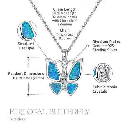 Be Like The Butterfly - Fire Opal Butterfly Necklace Gift Set