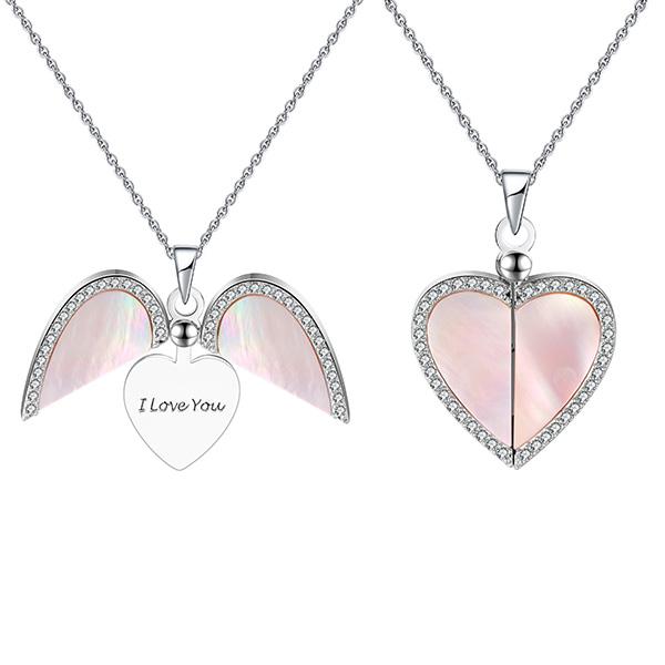 I Love You Pink Satin Heart Pendant Necklace