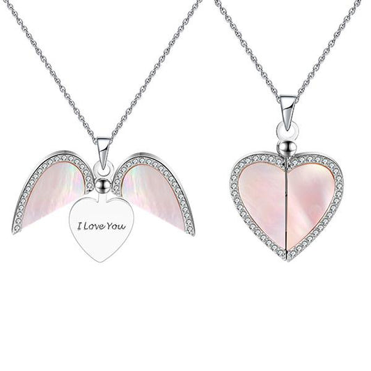 I Love You Pink Satin Heart Pendant Necklace