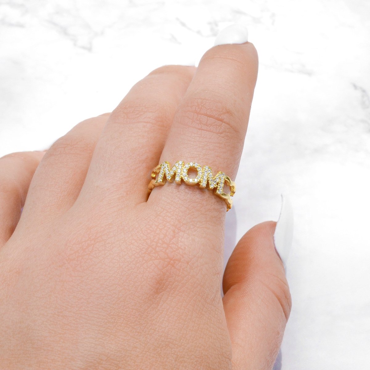 Mom Love - Pave Crystal Mom Ring