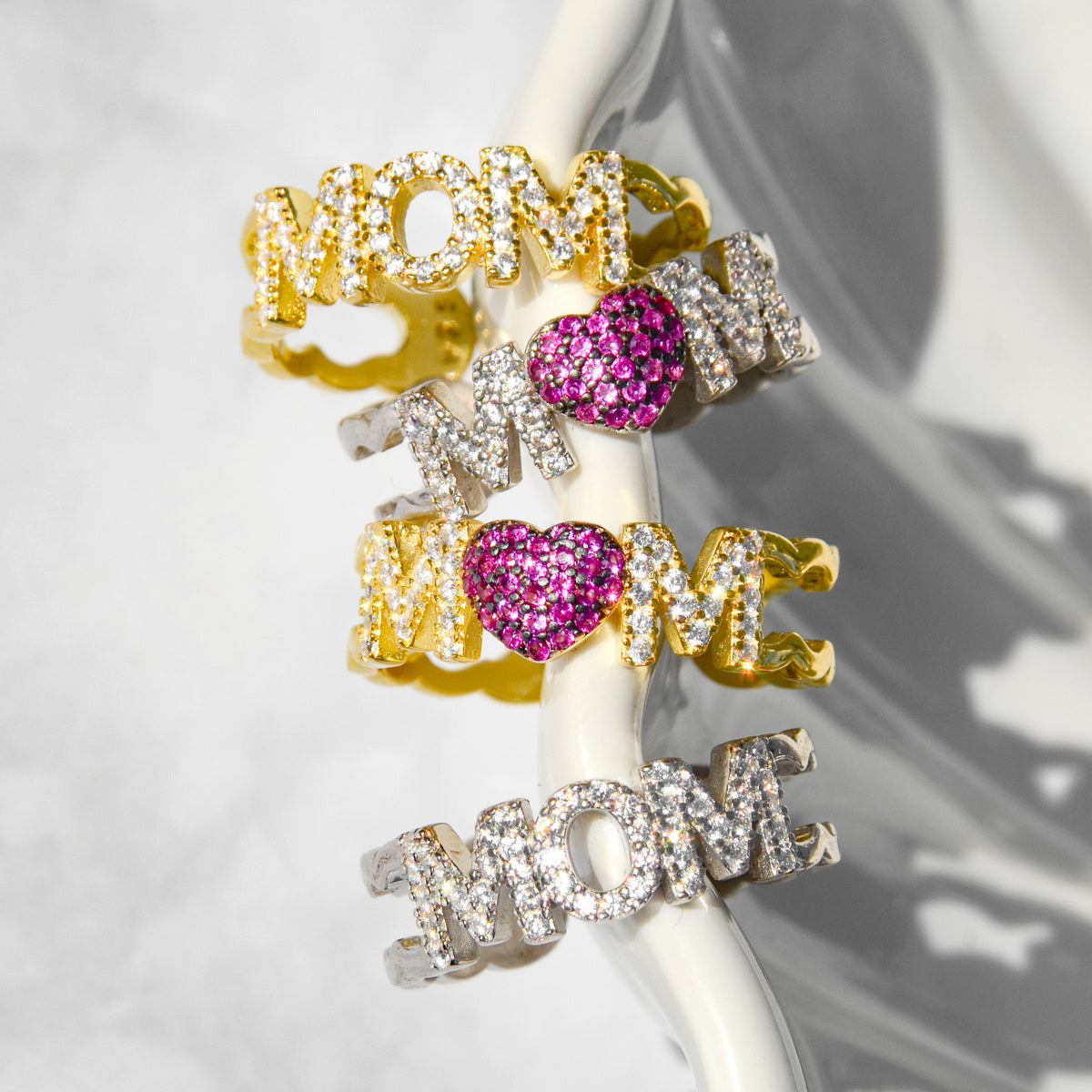 Mom Love - Pave Crystal Mom Ring