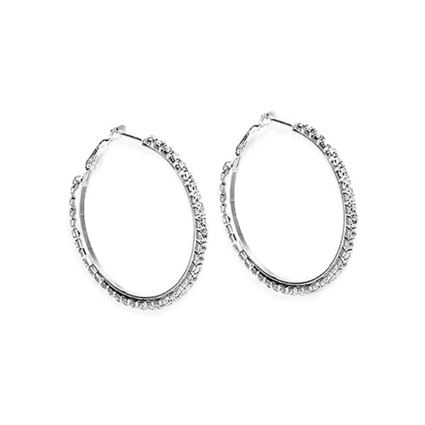 Electric Circle Silver Crystal Hoop Earrings