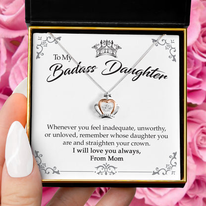 To My Badass Daughter, from Mom or Dad - Luxe Crown Necklace Gift Set