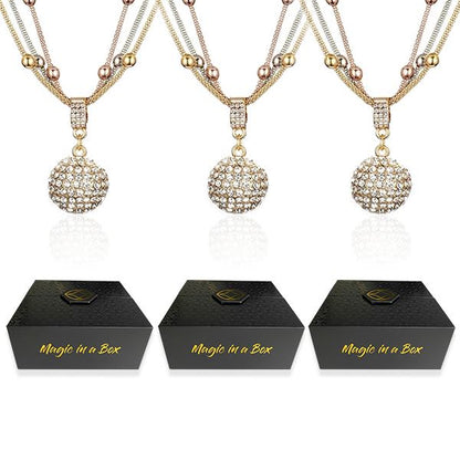 Magic in a Box - 3 Gold Ball Pendant Necklace Gift Set