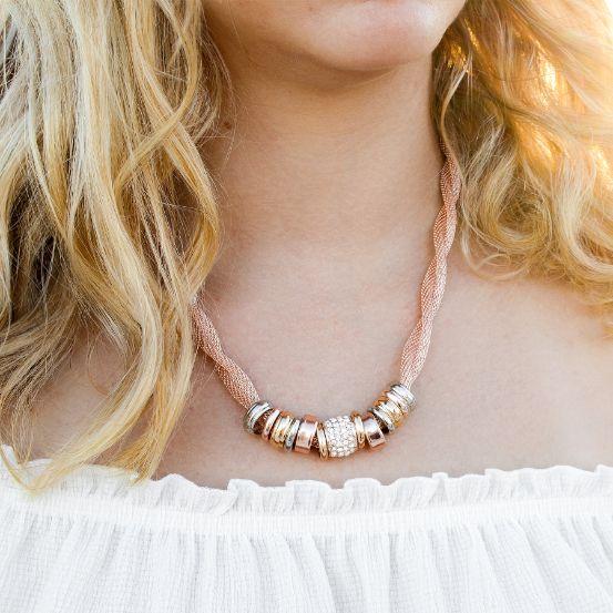 Entwined Rose Gold Metal Necklace