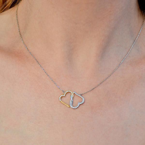 To My Sister Joined Hearts Necklace