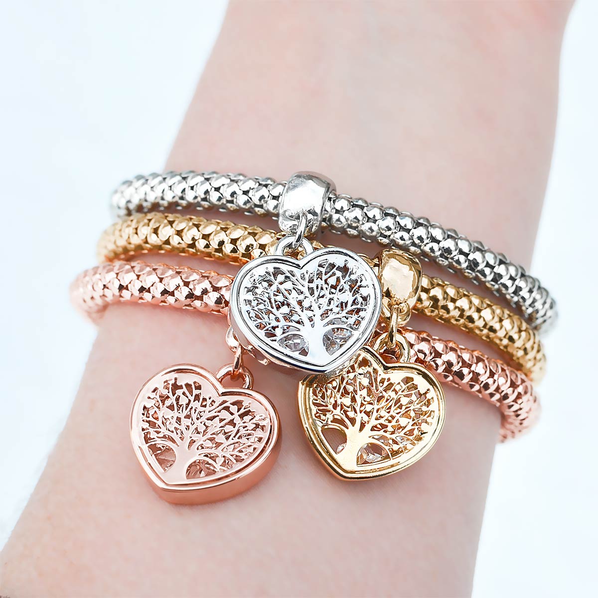 Buy 1, Get 3 FREE To My Daughter, Strong Roots - Tree of Life Rose Gold Mini Heart Necklace & Bracelet Gift Set