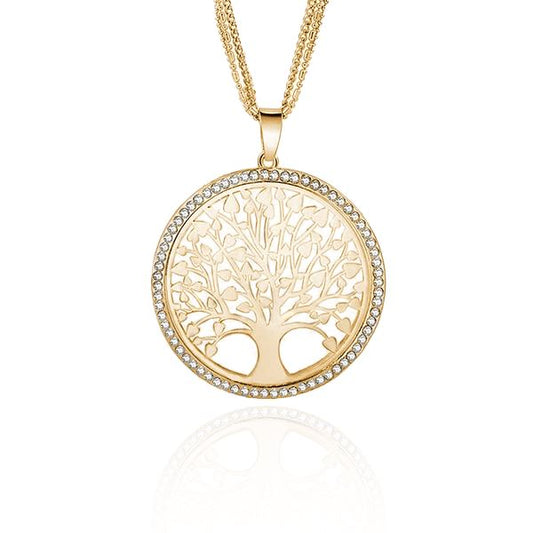 Tree of Life Pendant Necklace with Rhinestones & Crystals