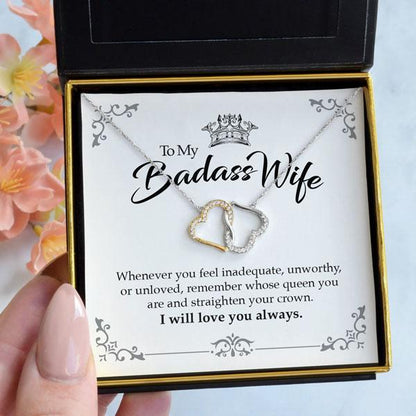 To My Badass Wife Joined Hearts Necklace