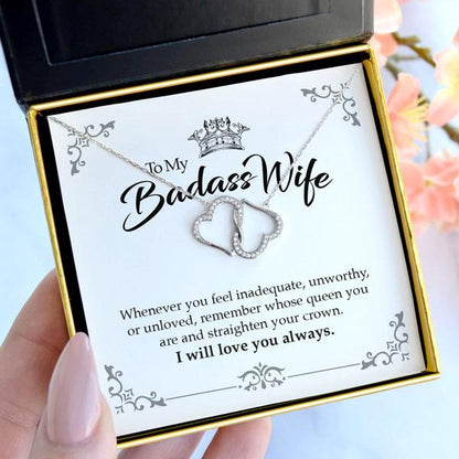 To My Badass Wife Joined Hearts Necklace