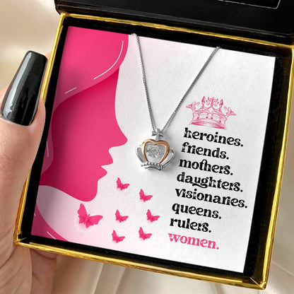 Women. Queens. (Pink Edition) - Luxe Crown Necklace Gift Set
