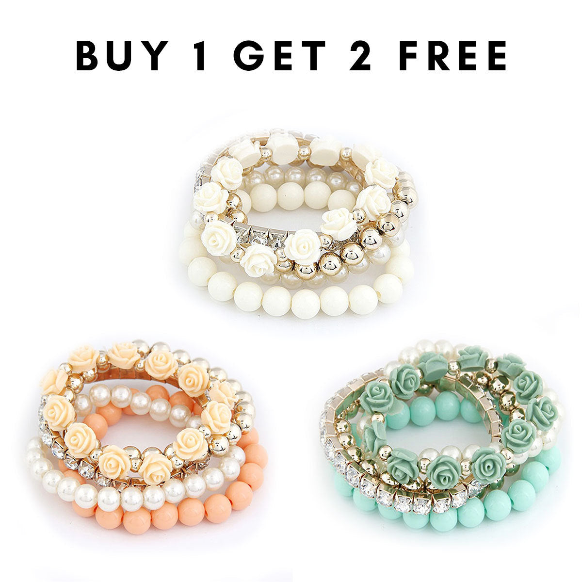 BUY 1 GET 2 FREE - Pastel Beauty Bracelets Stack