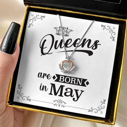Queens Are Born in May - Luxe Crown Necklace Gift Set