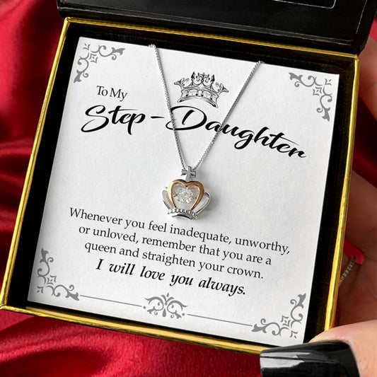 To My Step-Daughter - Luxe Crown Necklace Gift Set